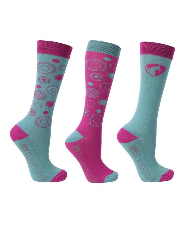 Hy Equestrian DynaMizs Ecliptic Socks - Pack of 3 - Plum/Teal